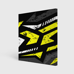 Холст квадратный Black yellow abstract sport style, цвет: 3D-принт