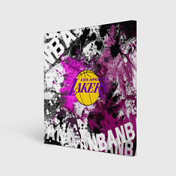Холст квадратный Лос-Анджелес Лейкерс, Los Angeles Lakers, цвет: 3D-принт