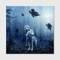 Холст квадратный Волки в тёмном лесу, цвет: 3D-принт — фото 2
