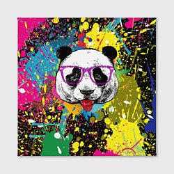 Холст квадратный Панда хипстер в брызгах краски, цвет: 3D-принт — фото 2