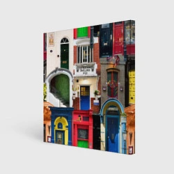 Картина квадратная London doors цифровой коллаж