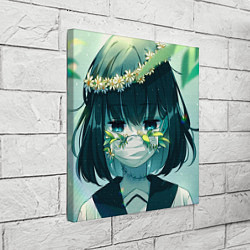 Холст квадратный Аниме школьница маска цветы, цвет: 3D-принт — фото 2