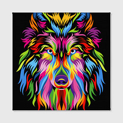Холст квадратный Neon wolf, цвет: 3D-принт — фото 2