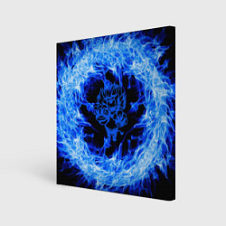 Холст квадратный Лев в синем пламени, цвет: 3D-принт