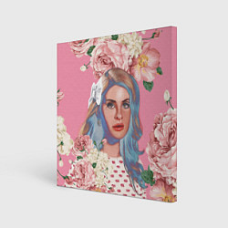 Холст квадратный Лана дел рей в цветах, цвет: 3D-принт