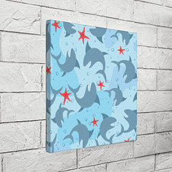 Холст квадратный Акулы паттерн, цвет: 3D-принт — фото 2