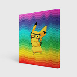 Холст квадратный Пикачу в очках, цвет: 3D-принт