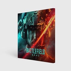 Холст квадратный Battlefield 2042 Soldier face, цвет: 3D-принт