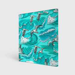 Холст квадратный Чайки в море, цвет: 3D-принт