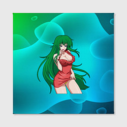 Холст квадратный Девушка зеленые волосы 18, цвет: 3D-принт — фото 2