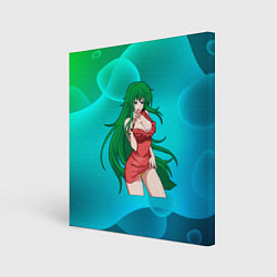 Холст квадратный Девушка зеленые волосы 18, цвет: 3D-принт