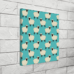 Холст квадратный Овечки паттерн на бирюзовом, цвет: 3D-принт — фото 2