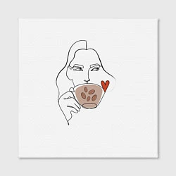 Холст квадратный Монолиния девушка с кофе, цвет: 3D-принт — фото 2