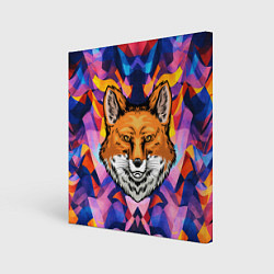 Холст квадратный АБСТРАКЦИЯ И ГОЛОВА ЛИСЫ FOX HEAD, цвет: 3D-принт