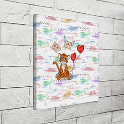 Холст квадратный Милый влюбленный тигренок 2022, цвет: 3D-принт — фото 2