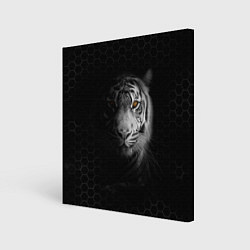 Холст квадратный Тигр черно-белый соты, цвет: 3D-принт