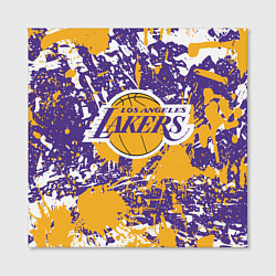 Холст квадратный LAKERS ФИРМЕННЫЕ ЦВЕТА БРЫЗГИ КРАСОК LA, цвет: 3D-принт — фото 2