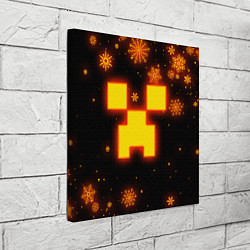 Холст квадратный НОВОГОДНИЙ ОГНЕННЫЙ КРИПЕР CREEPER FIRE, цвет: 3D-принт — фото 2