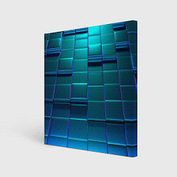 Холст квадратный 3D квадраты неоновые, цвет: 3D-принт