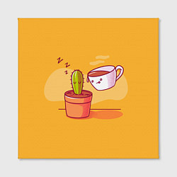 Холст квадратный Кактус и кружка с кофе, цвет: 3D-принт — фото 2