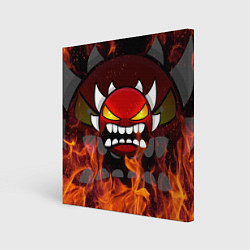 Холст квадратный GEOMETRY DASH DEMON FIRE SMILE, цвет: 3D-принт