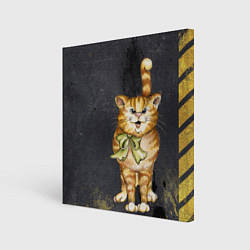Картина квадратная Полосатый кот на асфальте