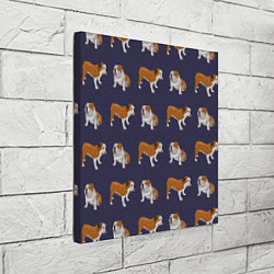 Холст квадратный Английские бульдоги паттерн, цвет: 3D-принт — фото 2