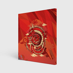 Холст квадратный Красно-огненный дракон, цвет: 3D-принт
