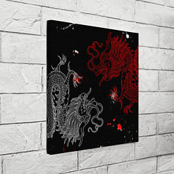 Холст квадратный Китайский дракон Красно - Белый, цвет: 3D-принт — фото 2