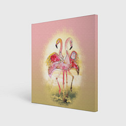 Холст квадратный Танец Любви 2 Фламинго, цвет: 3D-принт