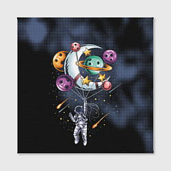 Холст квадратный Космонавт на шарах из планет, цвет: 3D-принт — фото 2