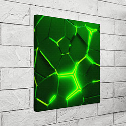 Холст квадратный 3D ПЛИТЫ НЕОН NEON GREEN HEXAGON РАЗЛОМ, цвет: 3D-принт — фото 2