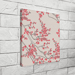 Холст квадратный Красные цветы на ветках, цвет: 3D-принт — фото 2