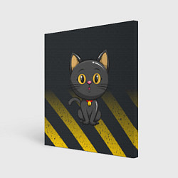 Холст квадратный Черный кот желтые полосы, цвет: 3D-принт