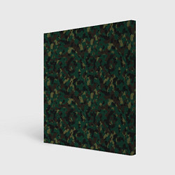 Холст квадратный Тёмно-Зелёный Сеточный Камуфляж, цвет: 3D-принт