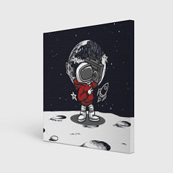 Картина квадратная Космонавт с магнитофоном