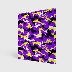 Холст квадратный Камуфляж Фиолетово-Жёлтый, цвет: 3D-принт