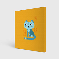Холст квадратный Очаровательный котик в плоском стиле в ярких цвета, цвет: 3D-принт