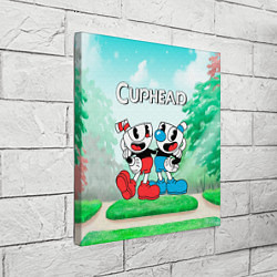 Холст квадратный Cuphead Красная и синяя чашечка, цвет: 3D-принт — фото 2