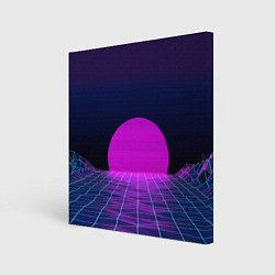Картина квадратная Закат розового солнца Vaporwave Психоделика