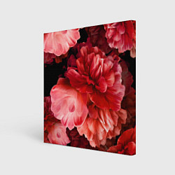 Холст квадратный Цветы Красные Пионы, цвет: 3D-принт