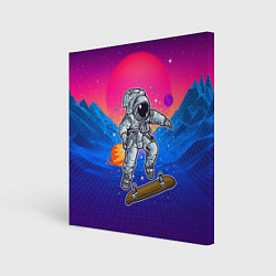 Холст квадратный Космонавт прыгает на скейте, цвет: 3D-принт