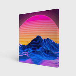 Холст квадратный Vaporwave Mountains Психоделика Неон, цвет: 3D-принт