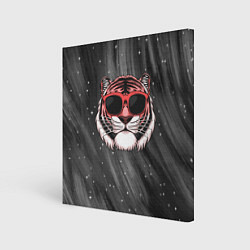 Холст квадратный Модный тигр в очках, цвет: 3D-принт