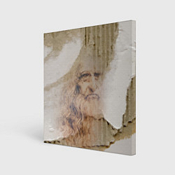 Холст квадратный Леонардо да Винчи Автопортрет на разорванном гофри, цвет: 3D-принт