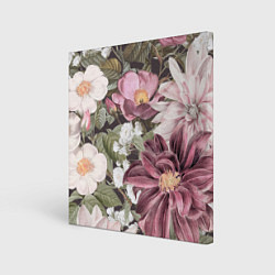 Холст квадратный Цветы Красивый Цветочный Букет Георгин, цвет: 3D-принт