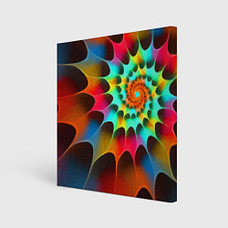 Холст квадратный Красочная неоновая спираль Colorful neon spiral, цвет: 3D-принт