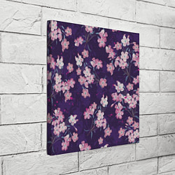 Холст квадратный Цветы Розовые На Фиолетовом Фоне, цвет: 3D-принт — фото 2
