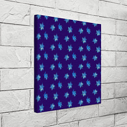 Холст квадратный Цветы Фиолето-Белые Гибискус На Синем Фоне, цвет: 3D-принт — фото 2