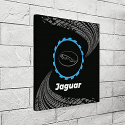 Холст квадратный Jaguar в стиле Top Gear со следами шин на фоне, цвет: 3D-принт — фото 2